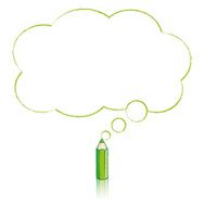 Green Pencil Drawing Fluffy Cloud Thought Balloon N2