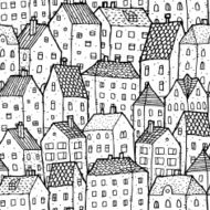 City seamless pattern in balck and white N2
