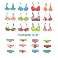 Set of underwear Colored bras and panties