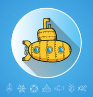 funny cartoon doodles yellow submarine N2