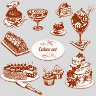 Set of sweets and cakes