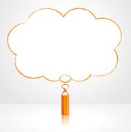Orange Pencil Drawing Fluffy Cloud Thought Balloon N2