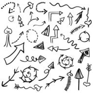 Isolated vector hand drawn arrows set on a white background