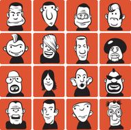 Set of doodle cartoon faces