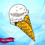 Doodle ice cream frozen dessert style sketch N6