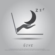 hand hold moon from laptop vector icon