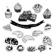 Vector hand drawn set with cakes and sweets N2
