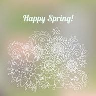 Happy Spring is Here Doodle Flower Card Vector Illustration N2