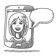 Woman Speech Bubble Smart Phone Drawing