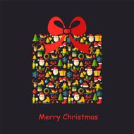 Christmas vector background with flat icons gift box