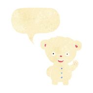 cartoon waving polar bear cub with speech bubble N36