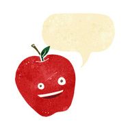 cartoon happy apple with speech bubble N11