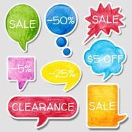 Vector set of hand painted speech bubbles labels