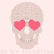 vector funny skull with heart eyes