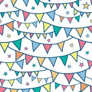 Colorful doodle bunting flags seamless pattern background