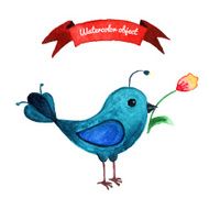 Blue bird and flovers