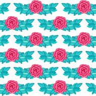 Retro romantic seamless pattern with pink roses