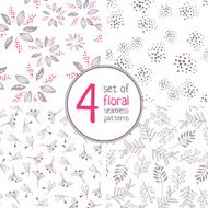 Set of 4 floral brown seamless patterns on white background N2