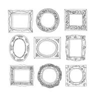 Set of old picture frames hand drawn vector illustration N3