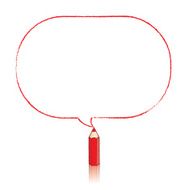 Red Pencil Drawing Oblong Speech Balloon