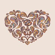 Hand drawn floral items in a shape of heart