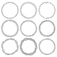 Set of doodle circle frames and Victorian ornaments photo border N3