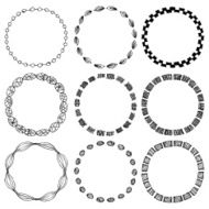 Set of doodle circle frames and Victorian ornaments photo border N4