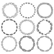 Set of doodle circle frames and Victorian ornaments photo border N5