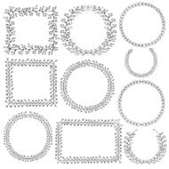 vector set of decorative doodle floral wreathes N5