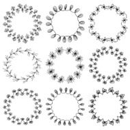 Set of doodle circle frames and Victorian ornaments photo border N6