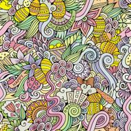 Easter doodles vector seamless pattern N6