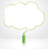 Green Pencil Drawing Fluffy Cloud Speech Balloon