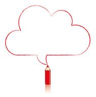 Red Pencil Drawing Cloud Speech Balloon