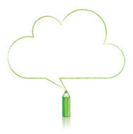 Green Pencil Drawing Cloud Speech Balloon