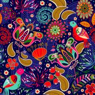 Floral seamless pattern with birds N2
