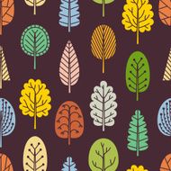 Seamless pattern with hand-drawn trees