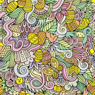 Easter doodles vector seamless pattern N7