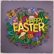 Easter hand lettering and doodles elements N9