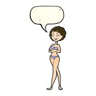 cartoon retro woman in bikini with speech bubble N11