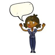 cartoon woman surrendering with speech bubble N12