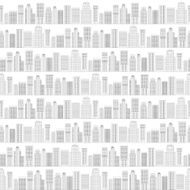 Seamless pattern of line skyscrapers Black and white N2