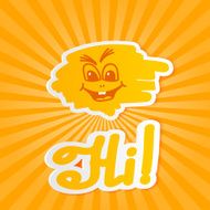 Hi on orange paper with rays Vector illustration