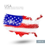 Scribble stylized map of the USA