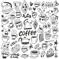 coffee tea cups and sweets - doodles set N2