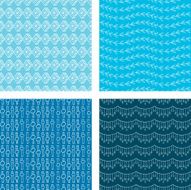 Seamless Doodle Pattern Set Blue