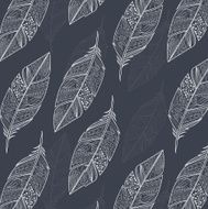 Seamless pattern with vintage tribal ethnic hand drawn colorful feathers N2