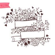 Romantic hand drawn vector illustration with ribbons