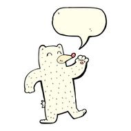 cartoon waving polar bear with speech bubble N48
