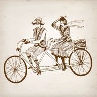 Retro cyclists vector illustration