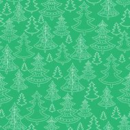 Doodle Christmas trees seamless pattern background